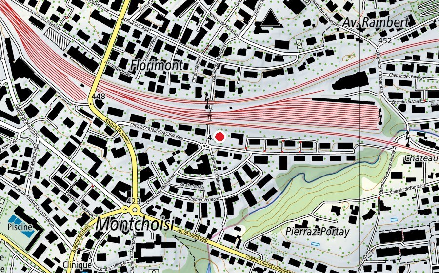 Mappa con la posizione di Chandieu (Parco giochi)