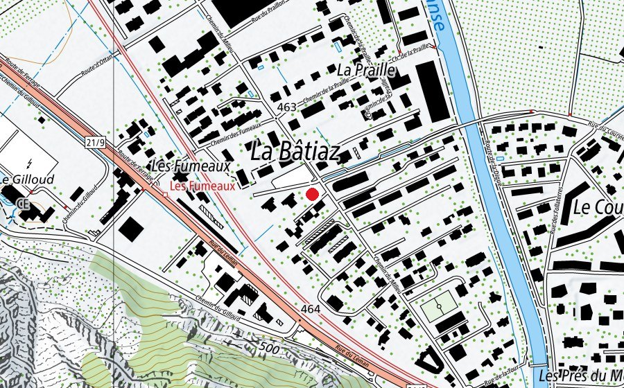 Map showing the location of Chemin du Milieu (Playground)