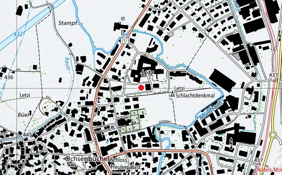 Carte indiquant l’emplacement de Chinderschloss (Place de jeux)
