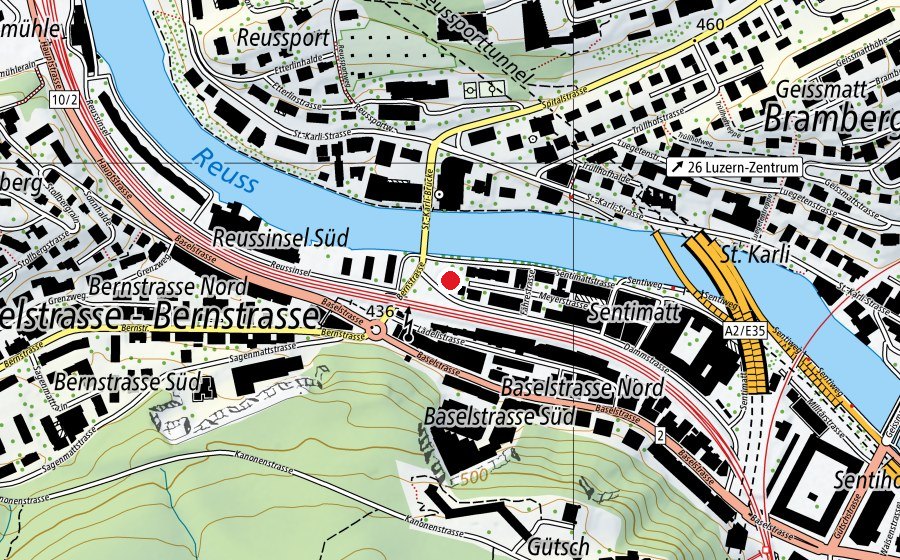 Map showing the location of Dammgärtli (Playground)