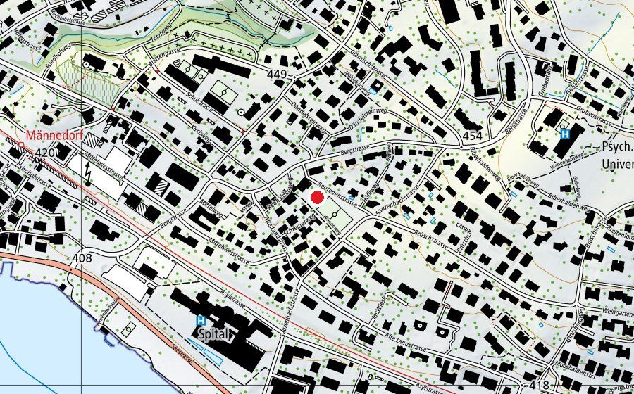 Map showing the location of Drachenspielplatz (Playground)
