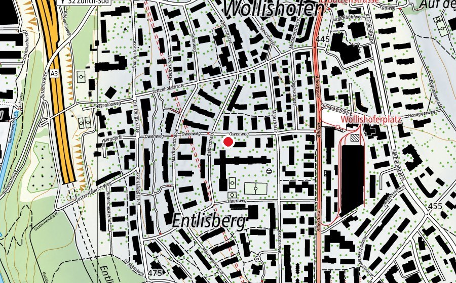 Mappa con la posizione di Entlisberg/Owenweg (Parco giochi)