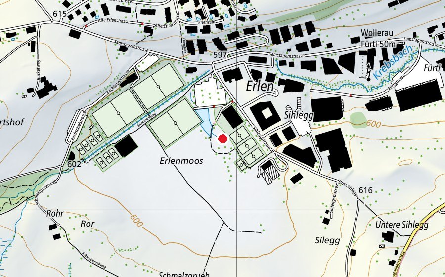 Karte mit dem Standort von Erlenmoos (Spielplatz)