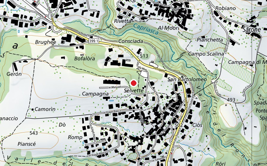 Map showing the location of ex Parco Giochi Lugaggia (Playground)
