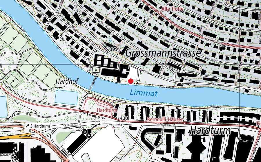 Carte indiquant l’emplacement de Fabrik am Wasser (Place de jeux)