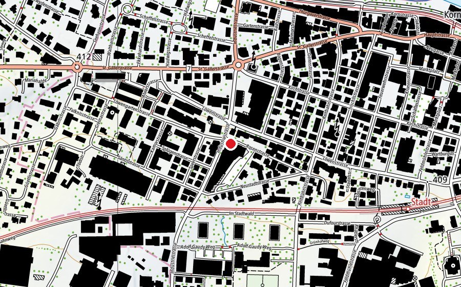 Map showing the location of Fägnäscht Indoor-Spielplatz (Playground)