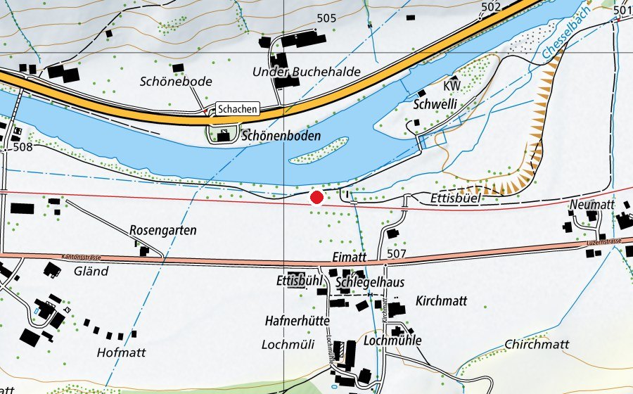 Mappa con la posizione di Freizeitanlage Ettisbühl (Parco giochi)