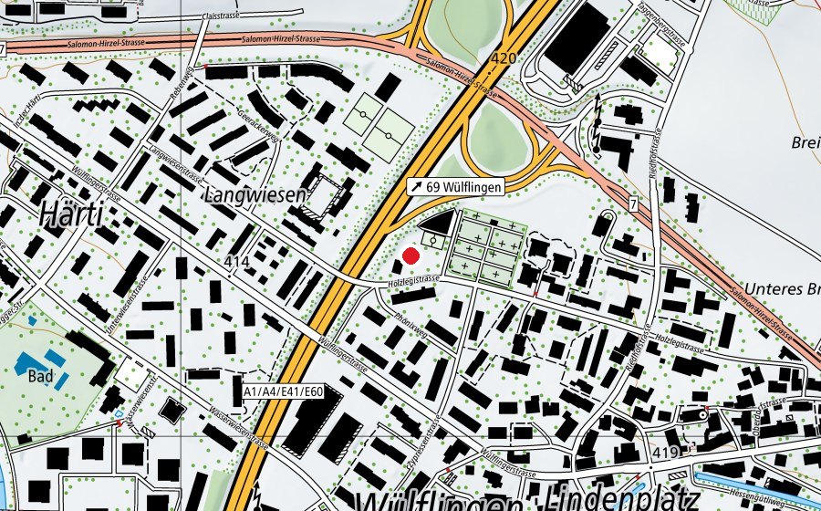 Carte indiquant l’emplacement de Freizeitanlage Holzlegi (Place de jeux)