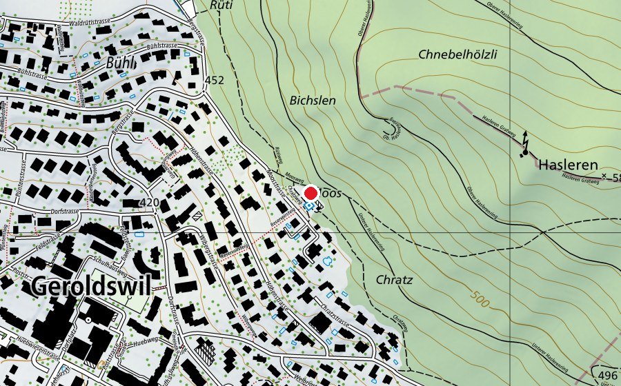 Map showing the location of Freizeitanlage Moos (Playground)