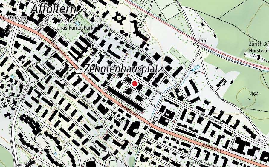 Carte indiquant l’emplacement de Gelbe Wasserspiele (Place de jeux)