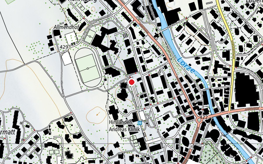 Carte indiquant l’emplacement de Generationenplatz Büel (Place de jeux)