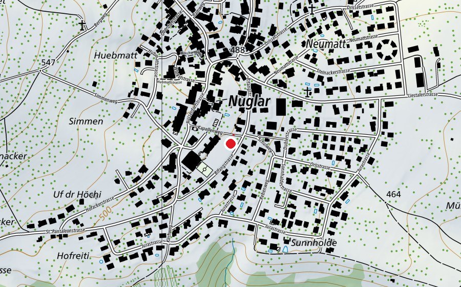 Map showing the location of Generationenplatz Nuglar-St.Pantaleon (Playground)