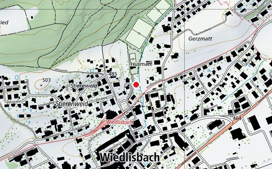 Map showing the location of Generationenspielplatz Wiedlisbach (Playground)