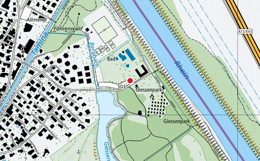 Map showing the location of Giessenpark (Playground)