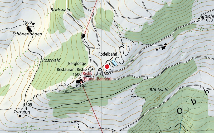 Map showing the location of Globis Wildwasserwelt (Playground)