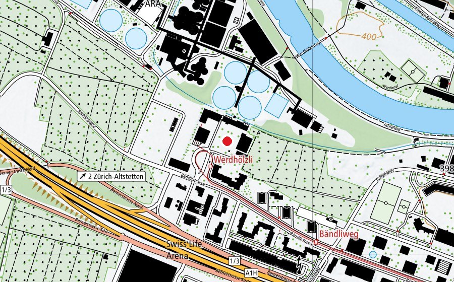 Carte indiquant l’emplacement de Grünau/Werdhölzli (Place de jeux)