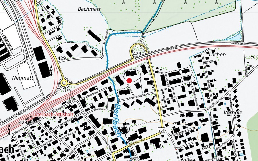 Mappa con la posizione di Grüttbach (Parco giochi)
