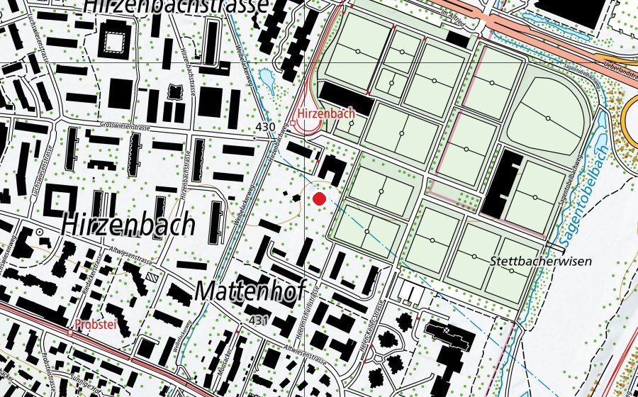 Map showing the location of GZ Hirzenbach (Playground)