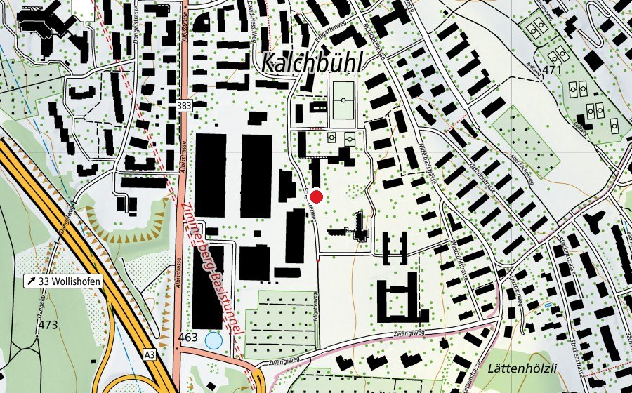 Carte indiquant l’emplacement de GZ Neubühl (Place de jeux)