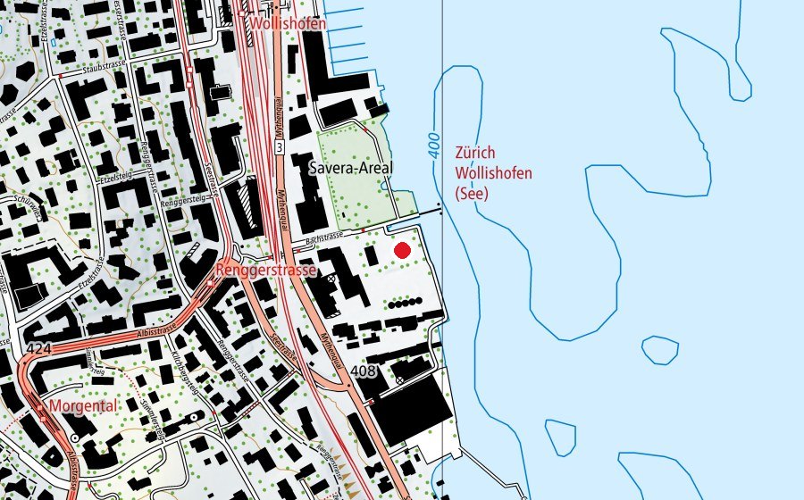 Carte indiquant l’emplacement de GZ Wollishofen (Place de jeux)