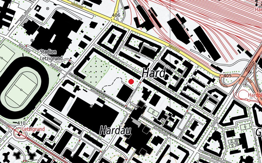 Mappa con la posizione di Hardau (Parco giochi)