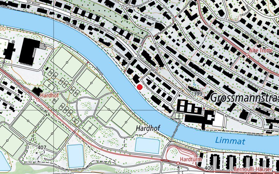 Carte indiquant l’emplacement de Hardeggstrasse (Place de jeux)