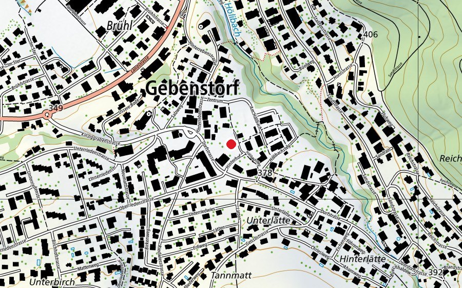 Carte indiquant l’emplacement de Hinterhof (Place de jeux)