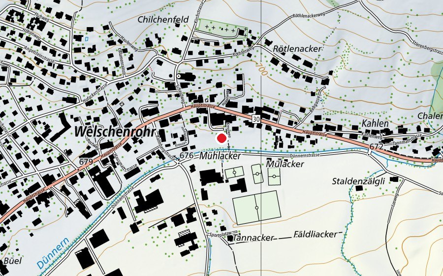 Carte indiquant l’emplacement de Hotel Kreuz (Place de jeux)