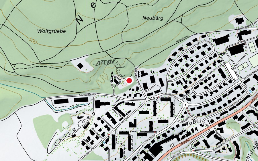 Map showing the location of Hüeneracker (Playground)