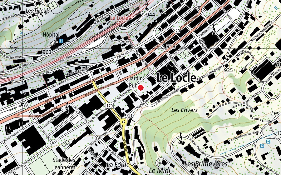 Carte indiquant l’emplacement de Jardins du Casino (Place de jeux)
