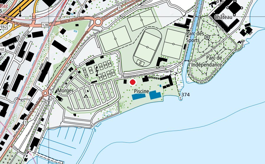 Map showing the location of Jeux d'Eau (Playground)