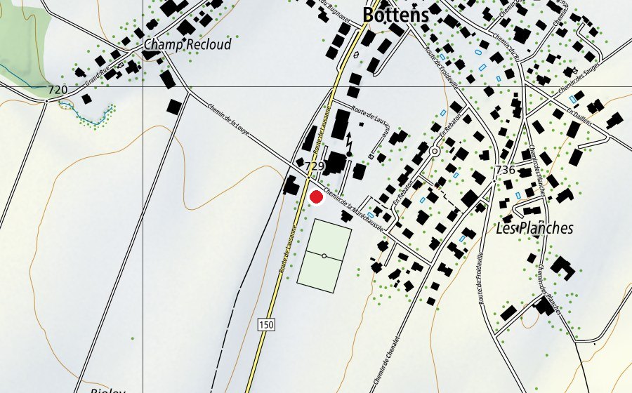 Carte indiquant l’emplacement de Jeux du terrain de foot (Place de jeux)