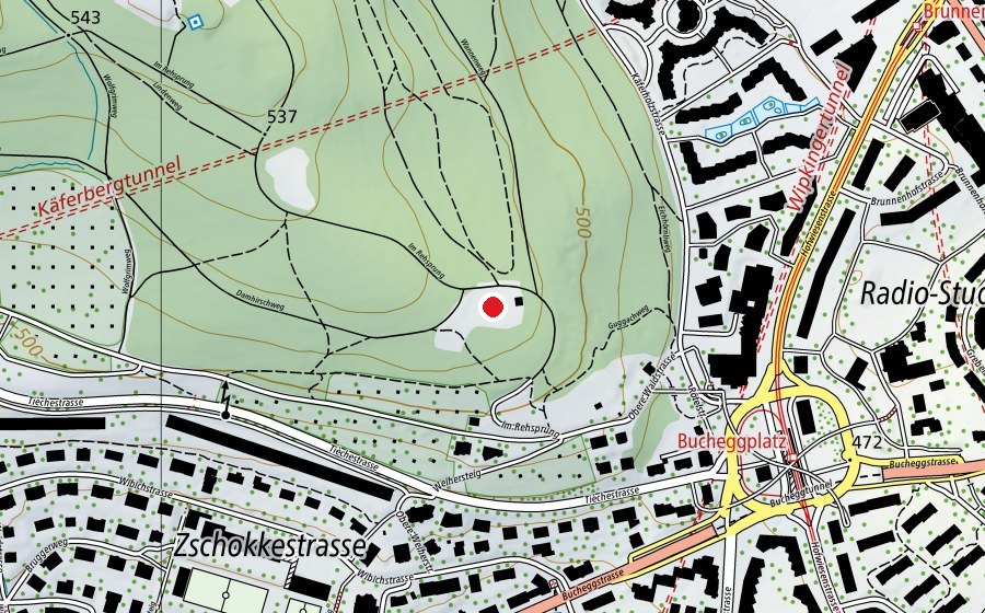 Carte indiquant l’emplacement de Käferberg (Place de jeux)