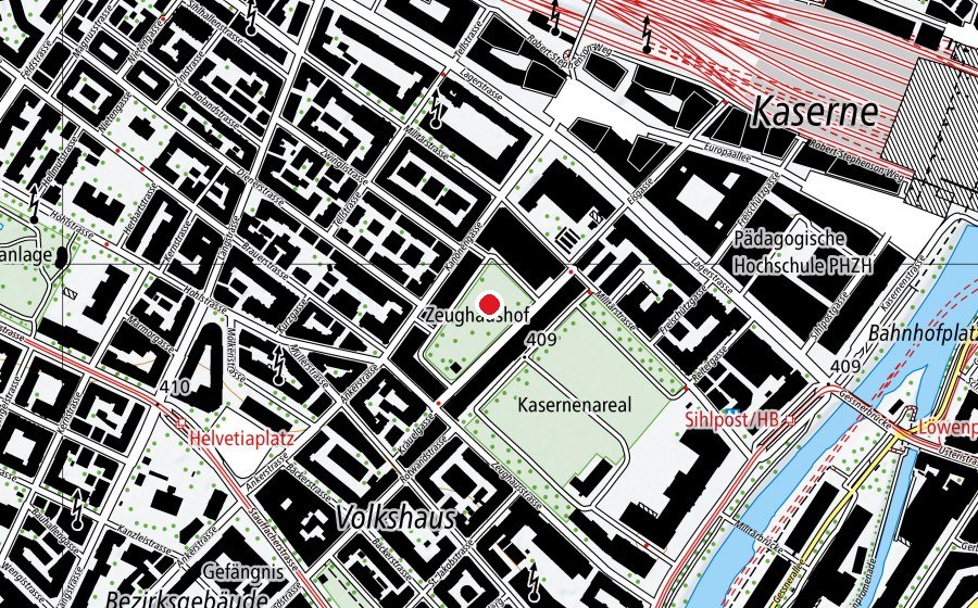 Mappa con la posizione di Kasernenareal (Parco giochi)