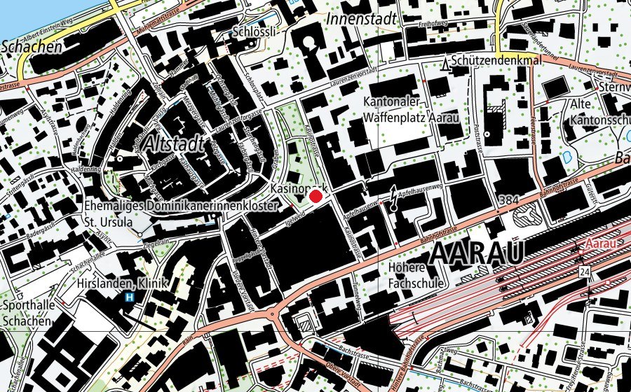 Map showing the location of Kasinogarten (Playground)