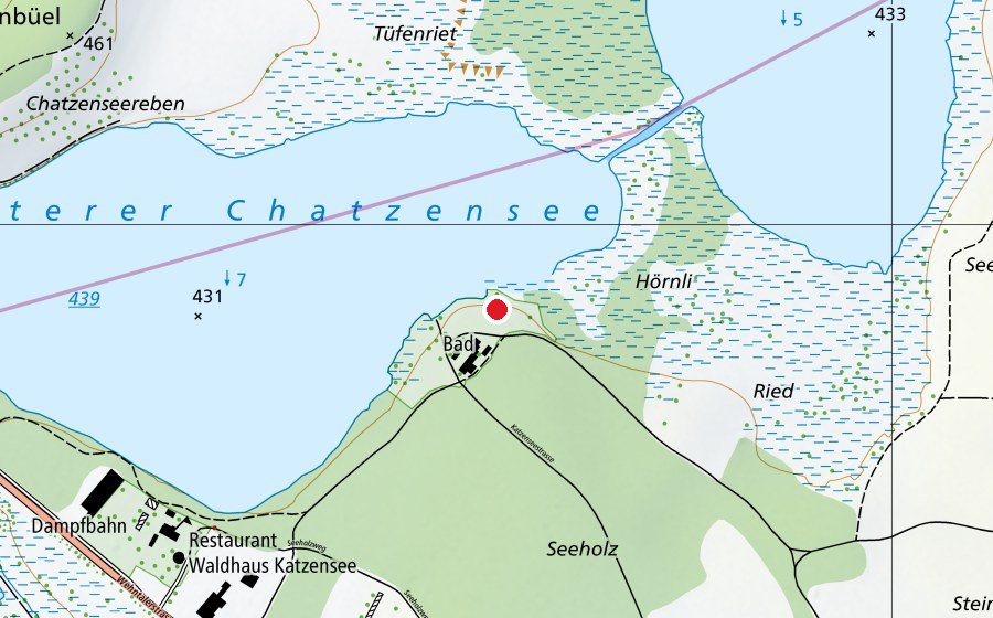 Map showing the location of Katzensee (Seebad) (Playground)