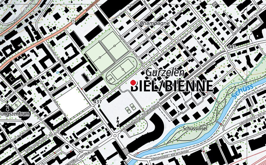 Carte indiquant l’emplacement de Kinderbaustelle (Place de jeux)