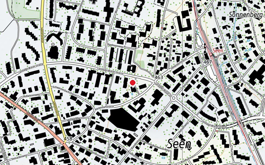 Map showing the location of Kindergarten Hinterdorfstrasse (Playground)