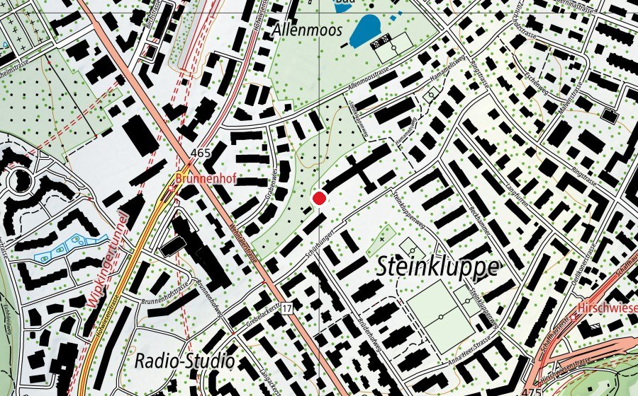 Map showing the location of Kindergarten playground (Playground)