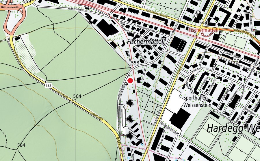 Map showing the location of Kinderspielplatz Holligen (Playground)