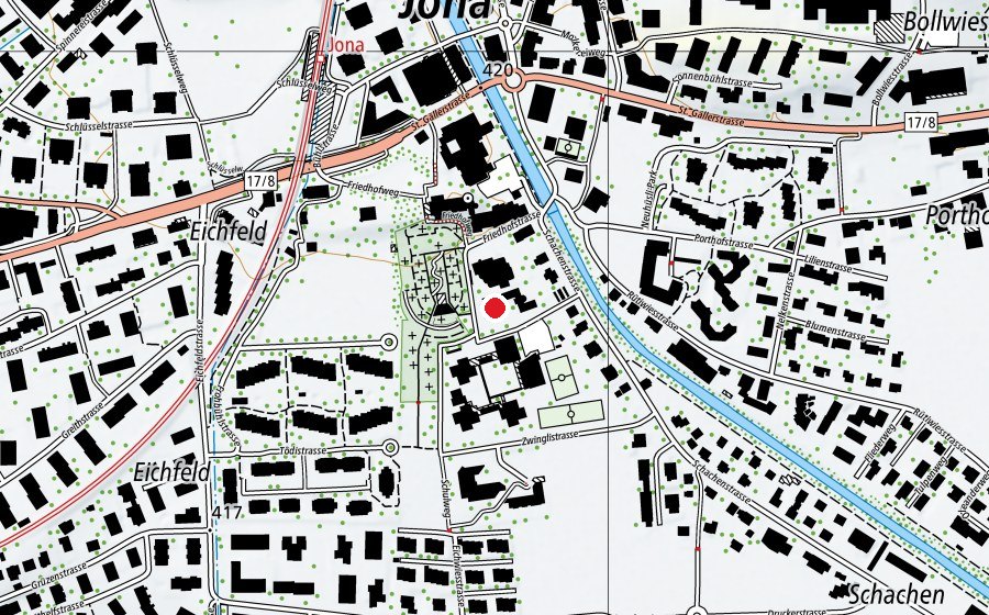 Mappa con la posizione di Kinderspielplatz Kindergarten Schachen (Parco giochi)