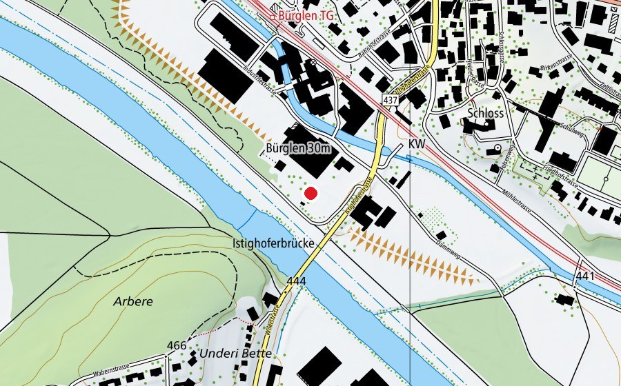 Map showing the location of Kinderspielplatz Thur Bürglen (Playground)