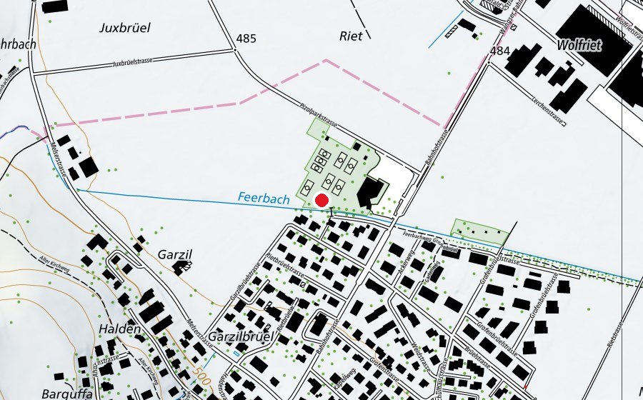 Map showing the location of Kinderspielplatz Wangs (Playground)
