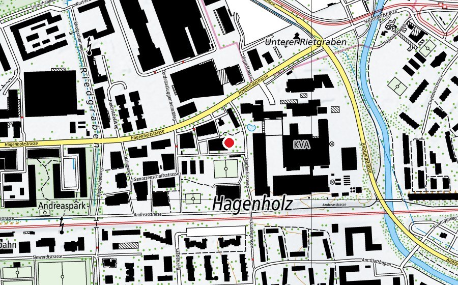 Carte indiquant l’emplacement de Kita Leutschenbach (Place de jeux)