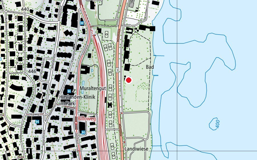 Carte indiquant l’emplacement de Kleinkinderbad (Place de jeux)