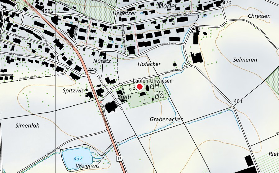 Carte indiquant l’emplacement de Kleinkinderspiel (Place de jeux)