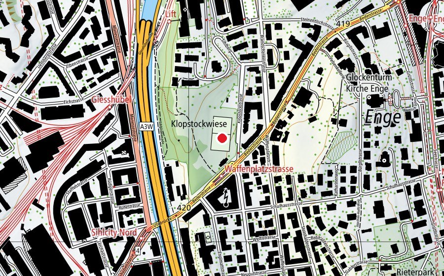 Mappa con la posizione di Klopstockwiese (Parco giochi)