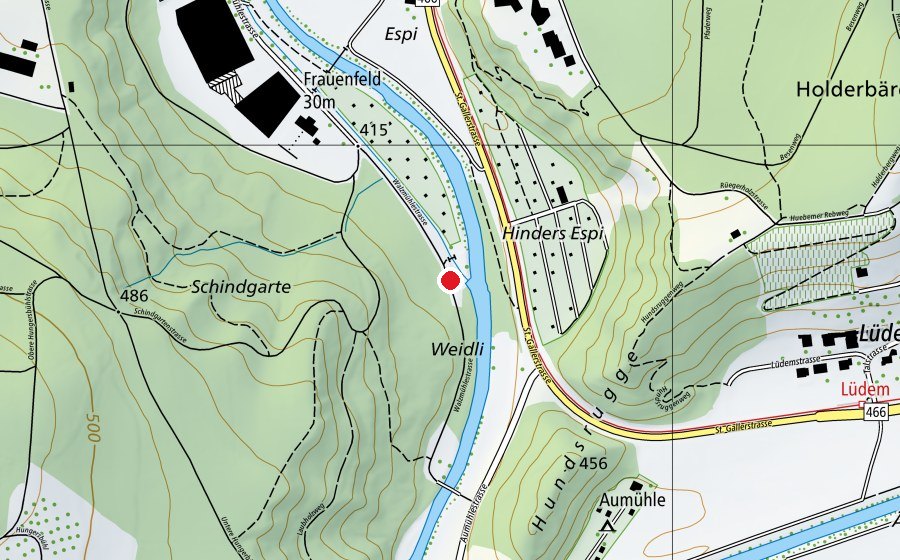 Carte indiquant l’emplacement de Kugelbahn der Schreinerei Wüthrich AG (Place de jeux)