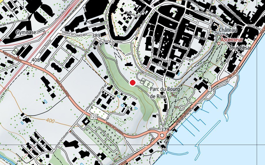 Map showing the location of La Combe (Playground)
