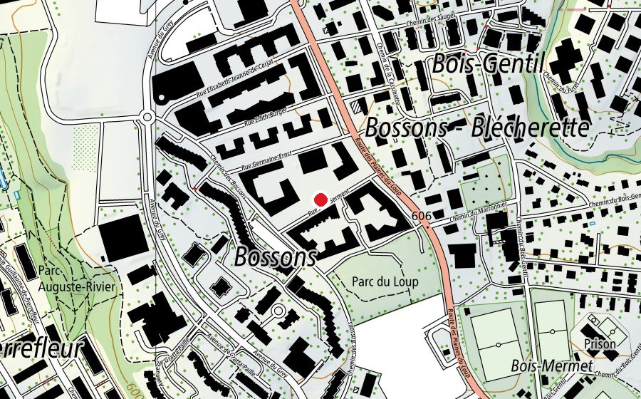 Carte indiquant l’emplacement de La place de jeu des Hérissons (Place de jeux)